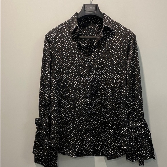 Banana Republic Dillon Polka-Dot Tie Sleeve Black Blouse Size Small/Medium - Picture 11 of 14